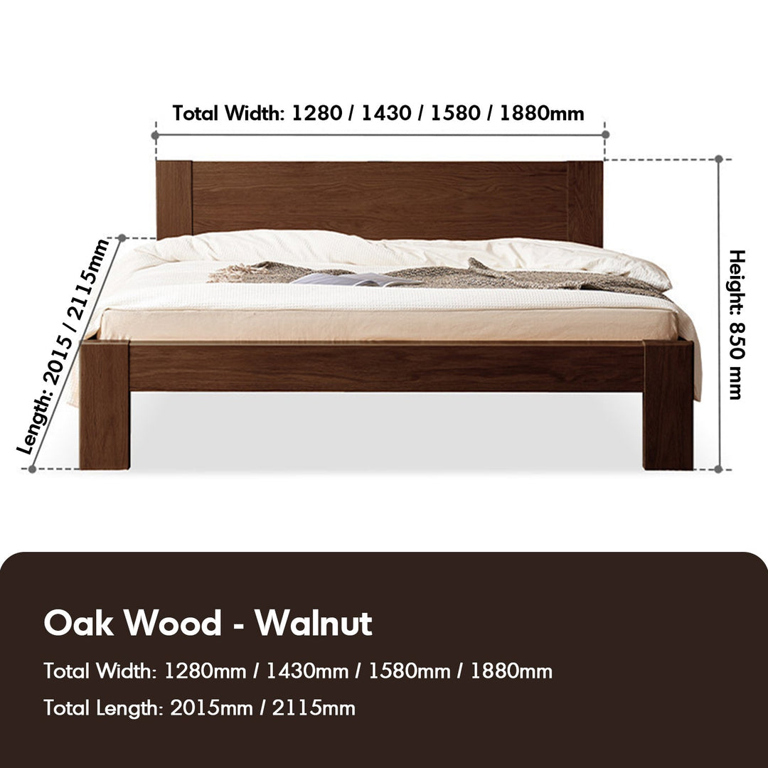 Scandinavian Oak Wood Bed VELORA