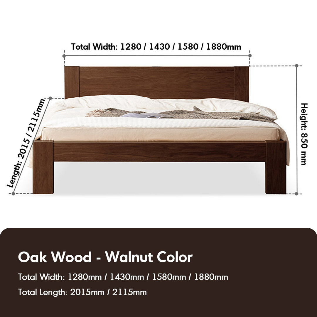 Scandinavian Oak Wood Bed VELORA