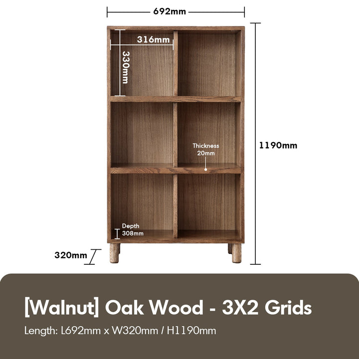 Scandinavian oak wood bookshelf gerin with context.