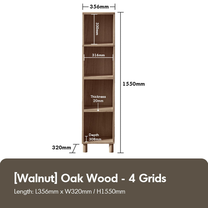 Scandinavian oak wood bookshelf gerin in still life.