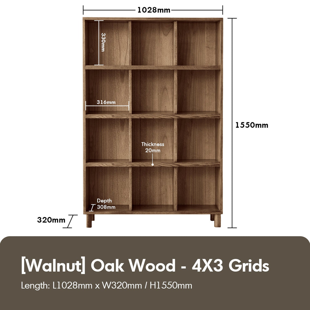 Scandinavian oak wood bookshelf gerin layered structure.