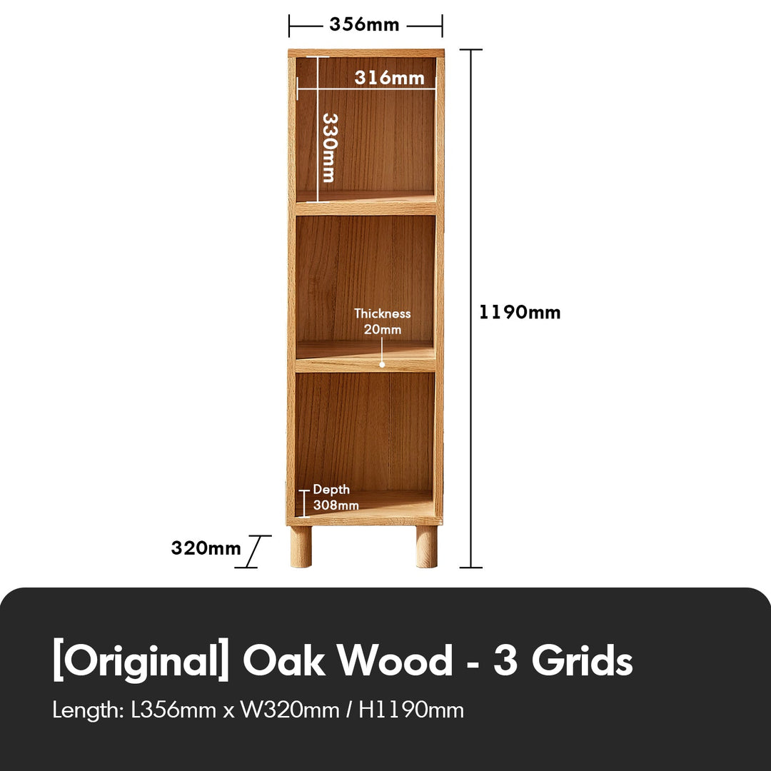 Scandinavian oak wood bookshelf gerin color swatches.