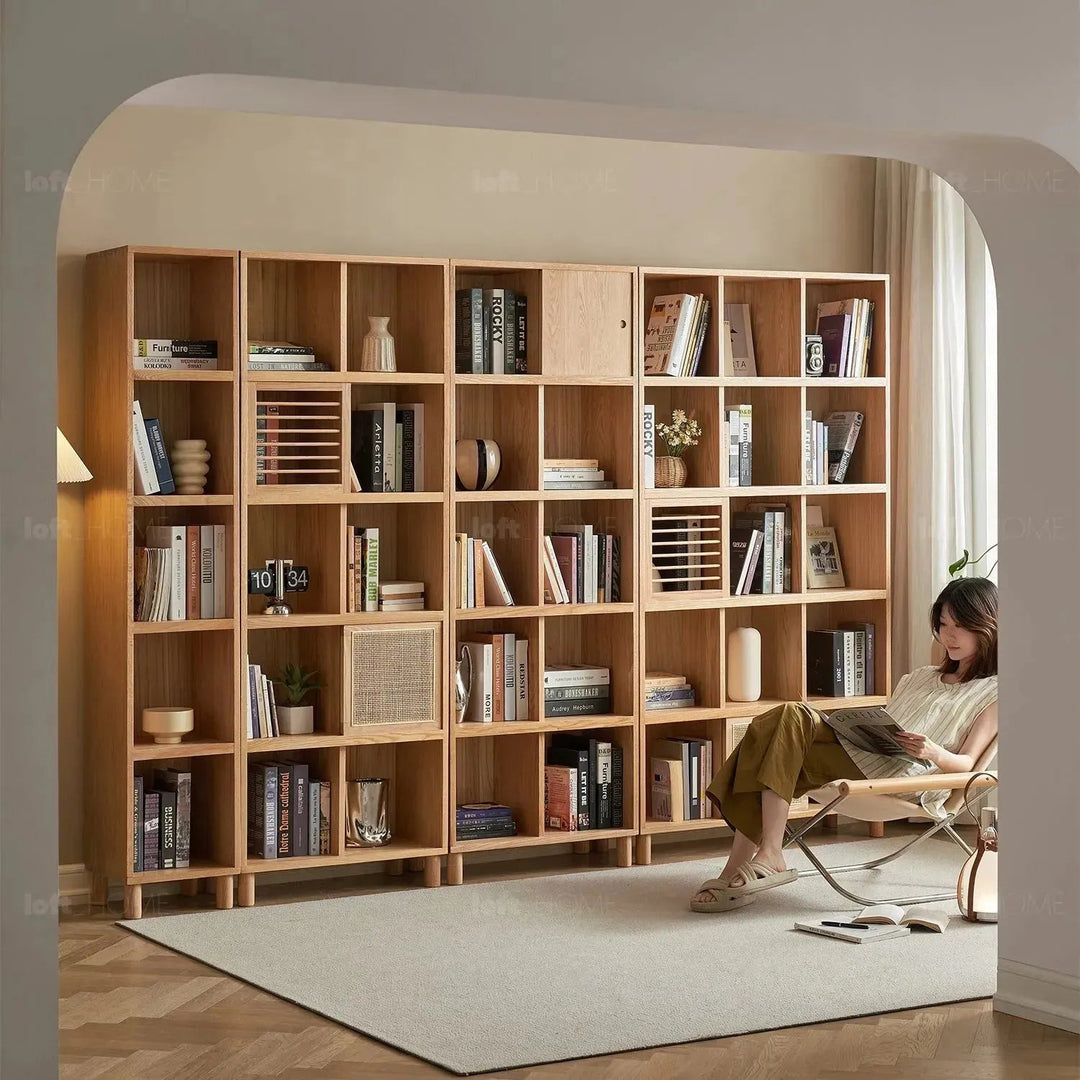 Scandinavian Oak Wood Shelf Bookshelf Optional Door GERIN