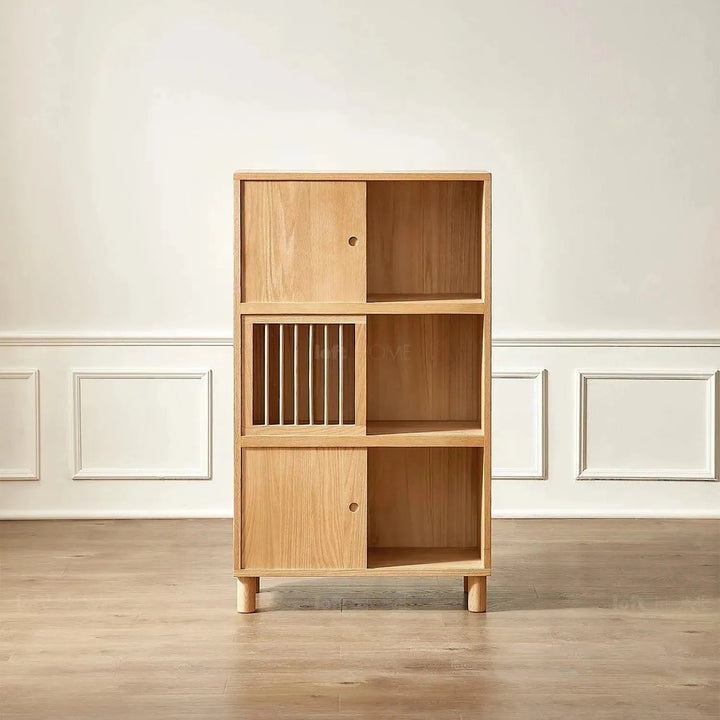 Scandinavian oak wood shelf bookshelf optional door gerin detail 6.