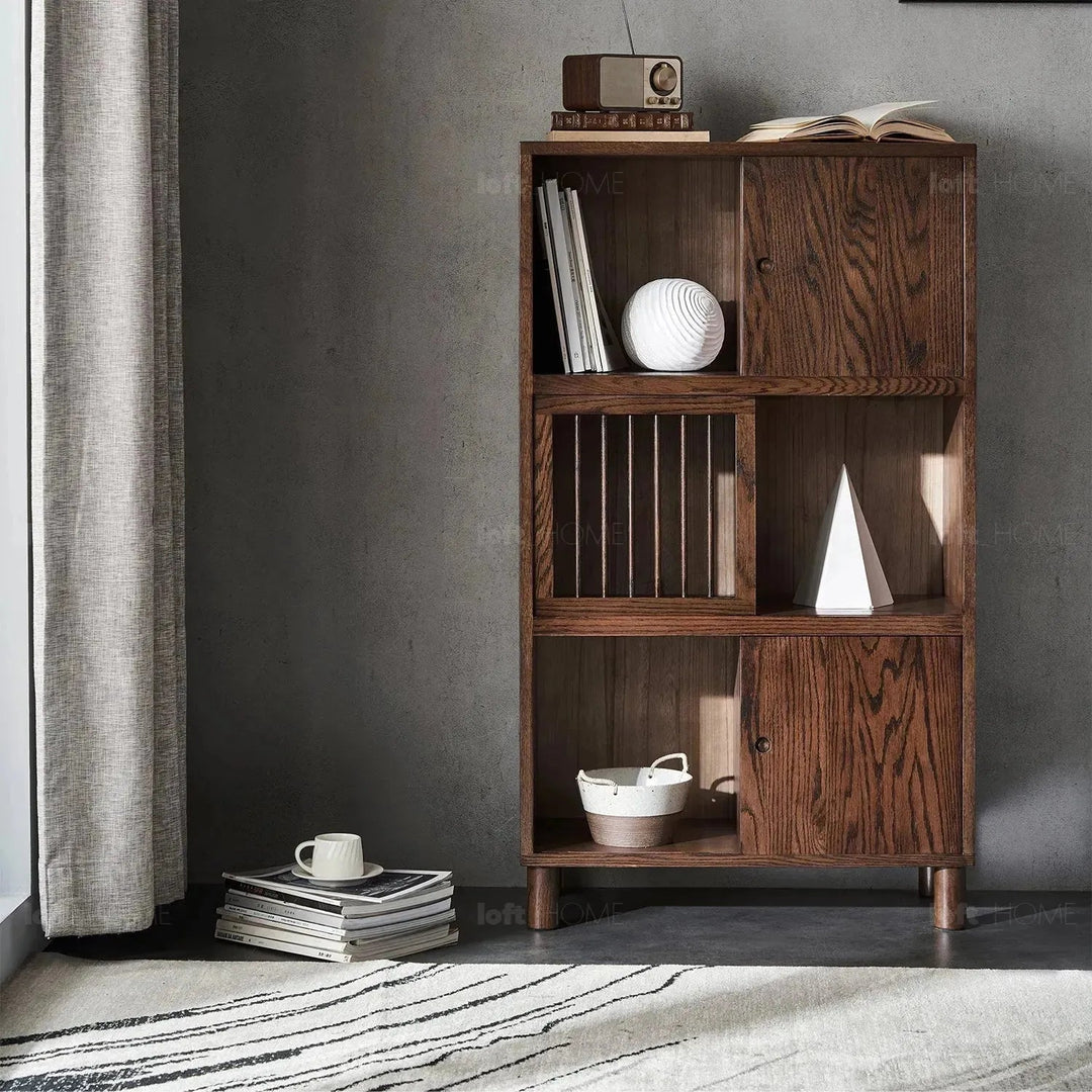 Scandinavian Oak Wood Shelf Bookshelf Optional Door GERIN