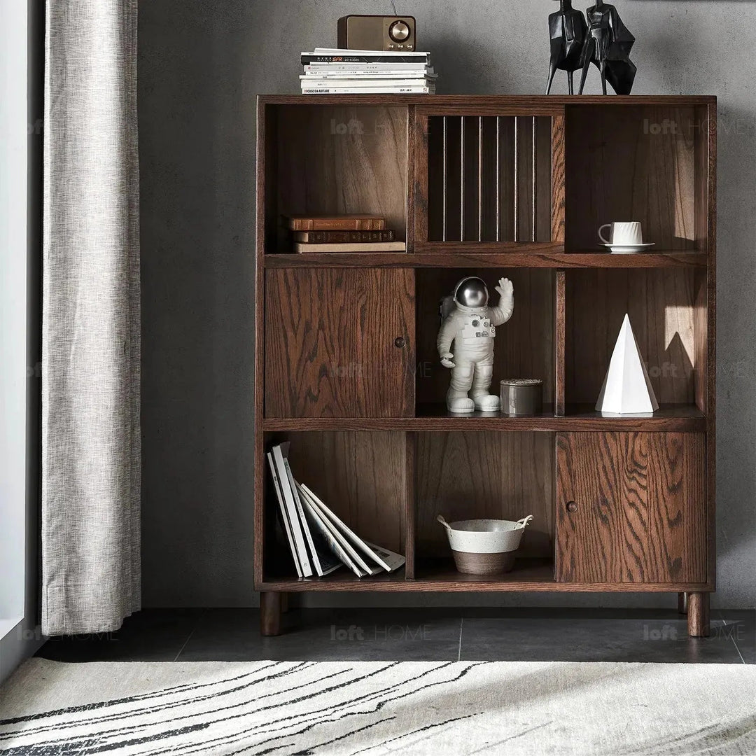 Scandinavian Oak Wood Shelf Bookshelf Optional Door GERIN