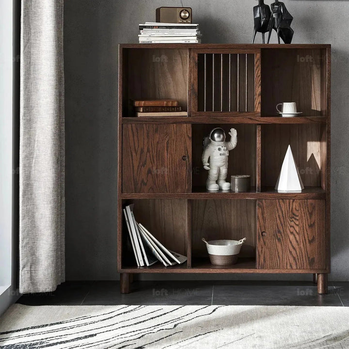 Scandinavian Oak Wood Shelf Bookshelf Optional Door GERIN