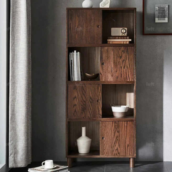 Scandinavian Oak Wood Shelf Bookshelf Optional Door GERIN