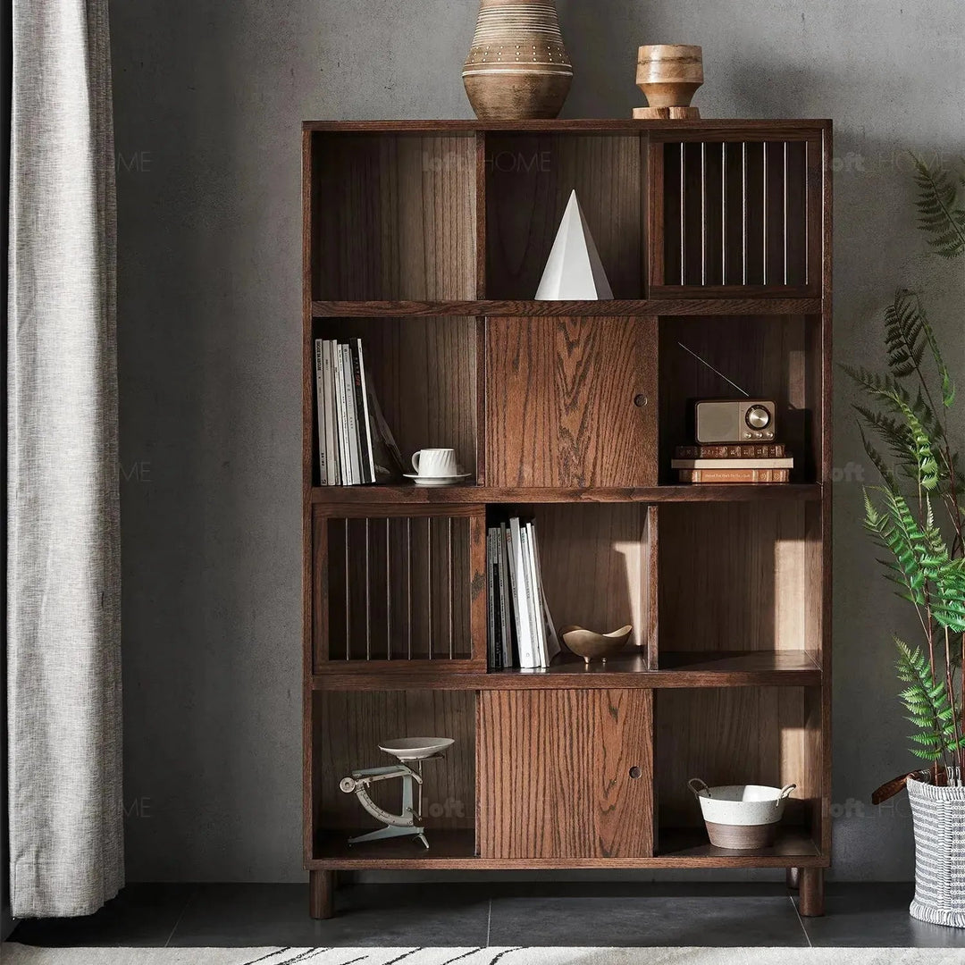 Scandinavian Oak Wood Shelf Bookshelf Optional Door GERIN