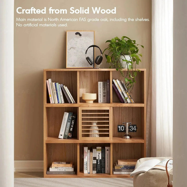 Scandinavian Oak Wood Shelf Bookshelf Optional Door GERIN