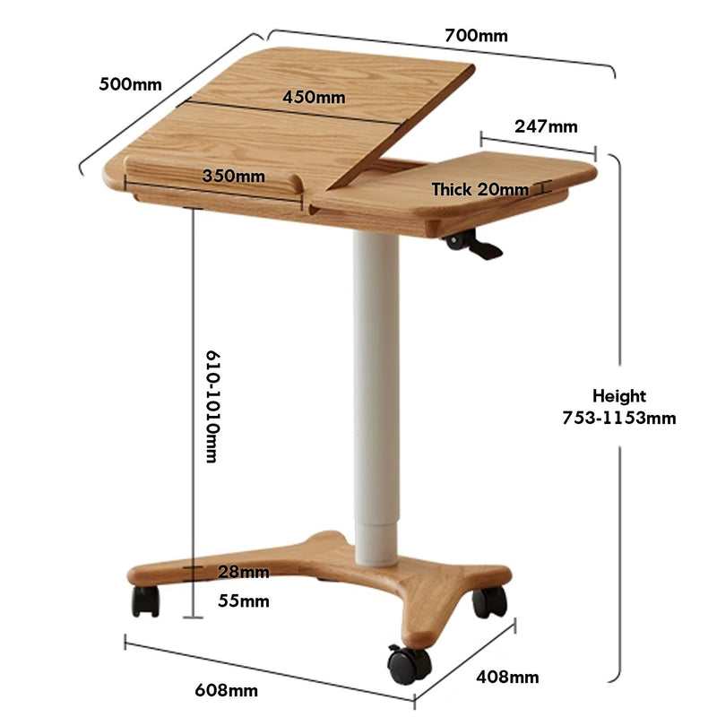 Scandinavian Oak Wood Study Table NOVA Size Chart