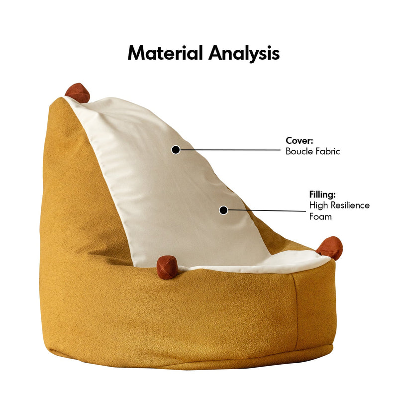 Scandinavian Boucle Fabric Bean Bag 1 Seater Sofa HEDGEHOG Material Details Chart