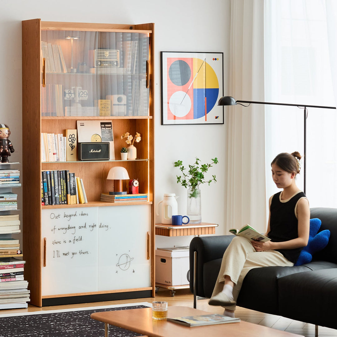 Scandinavian Cherry Wood Bookshelf Display Cabinet TIMELESS