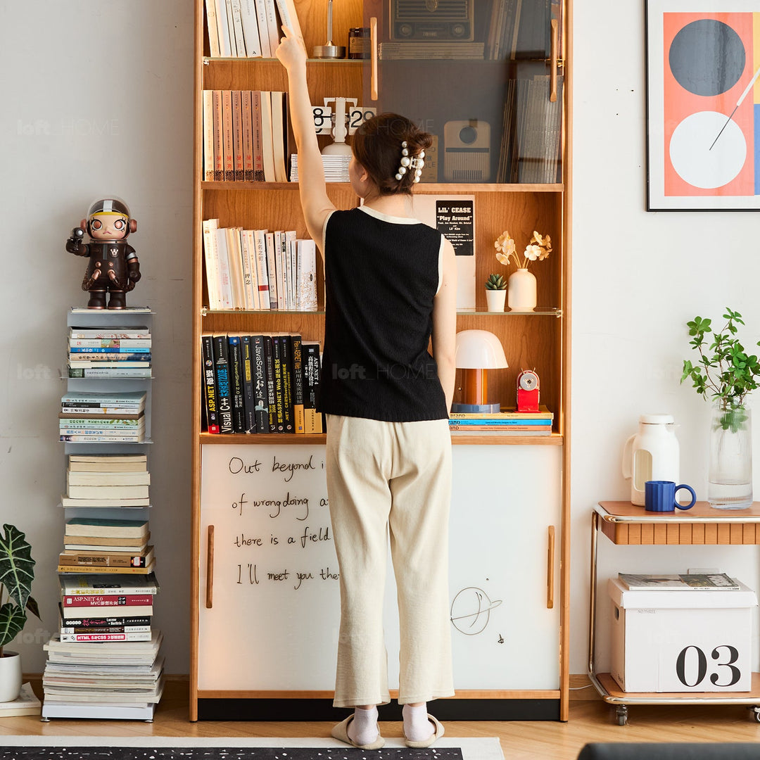 Scandinavian Cherry Wood Bookshelf Display Cabinet TIMELESS
