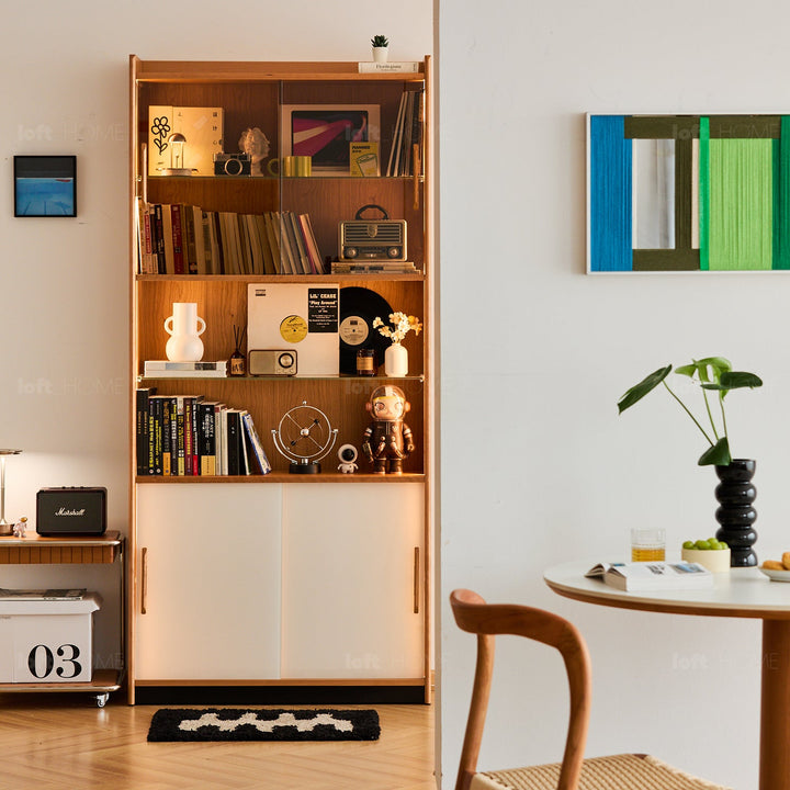 Scandinavian Cherry Wood Bookshelf Display Cabinet TIMELESS