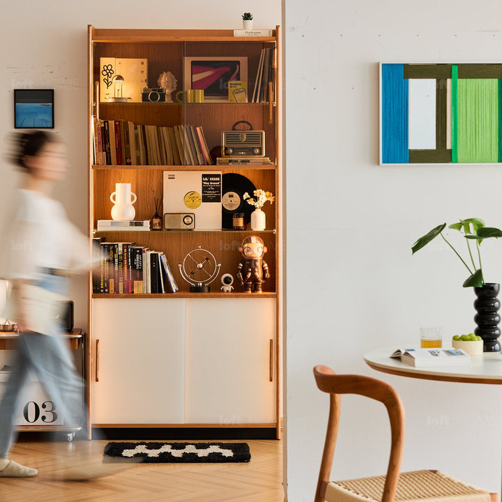 Scandinavian Cherry Wood Bookshelf Display Cabinet TIMELESS