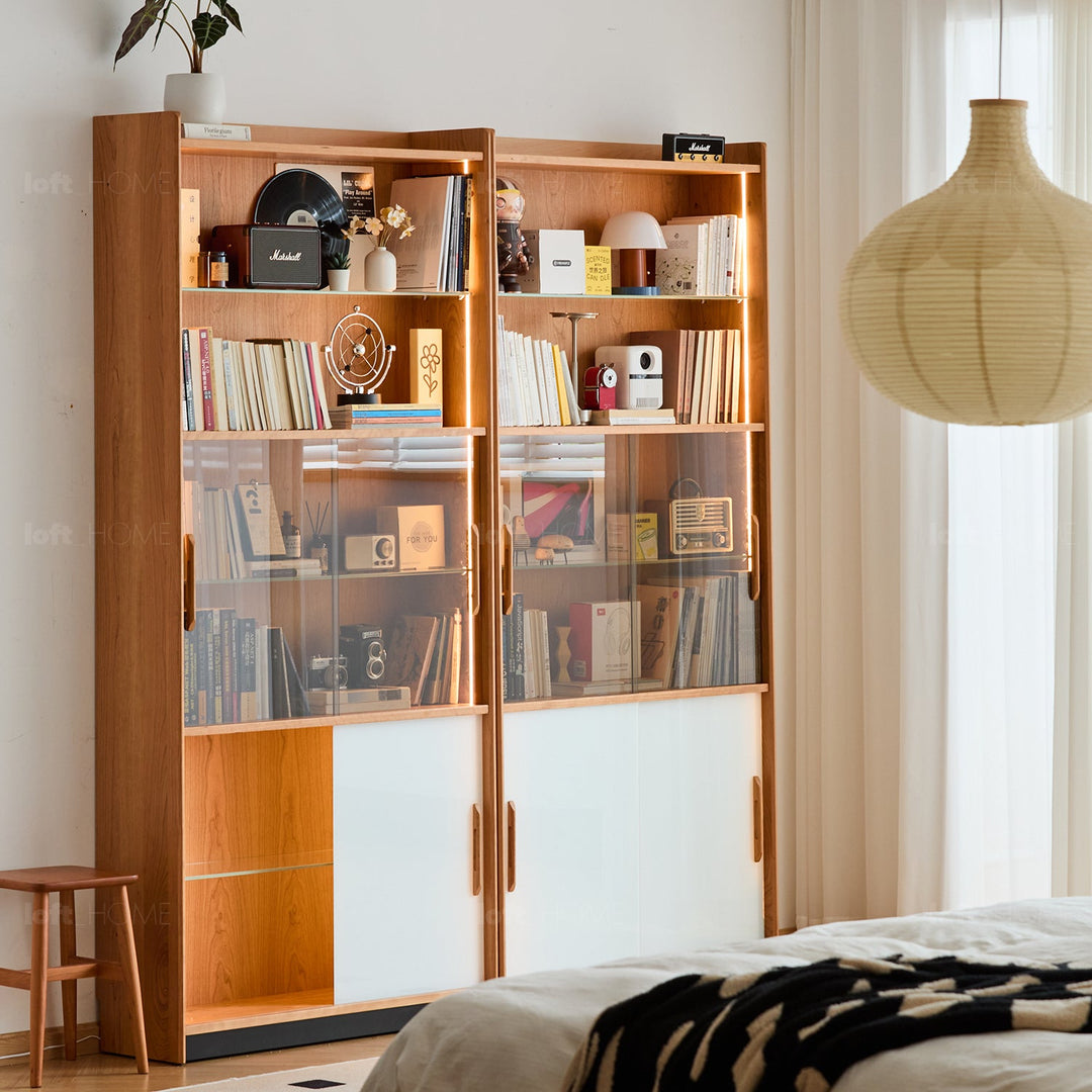 Scandinavian Cherry Wood Bookshelf Display Cabinet TIMELESS
