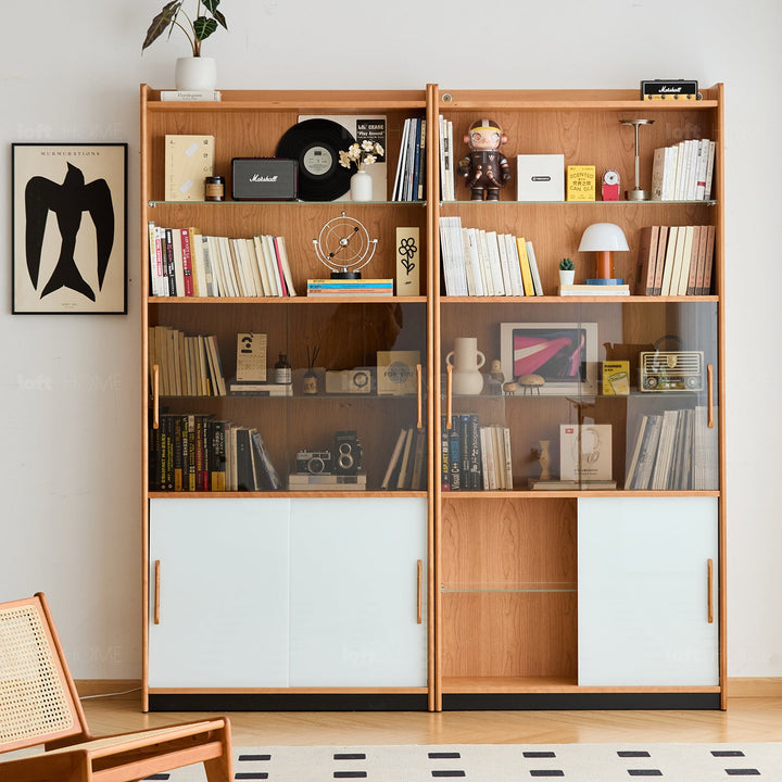 Scandinavian Cherry Wood Bookshelf Display Cabinet TIMELESS