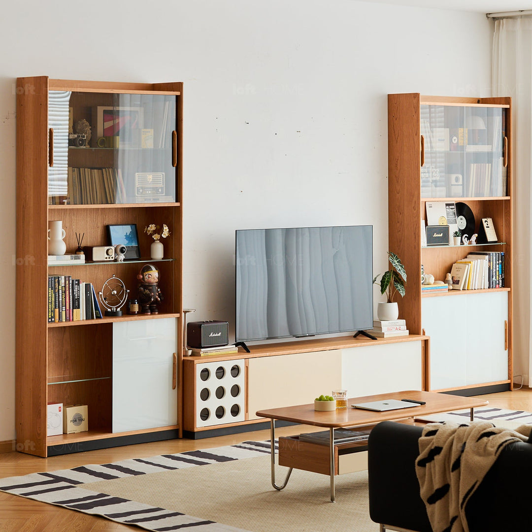 Scandinavian Cherry Wood Bookshelf Display Cabinet TIMELESS