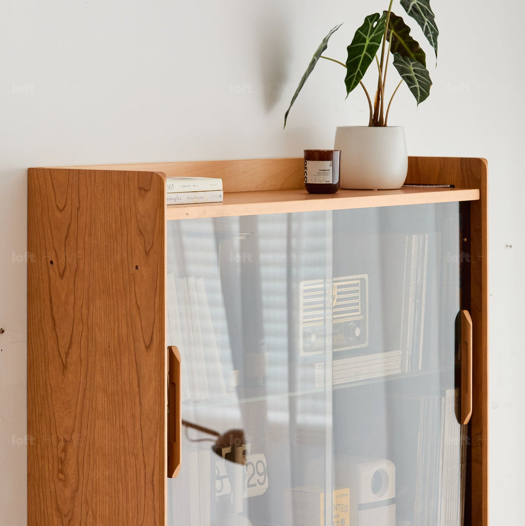 Scandinavian Cherry Wood Bookshelf Display Cabinet TIMELESS