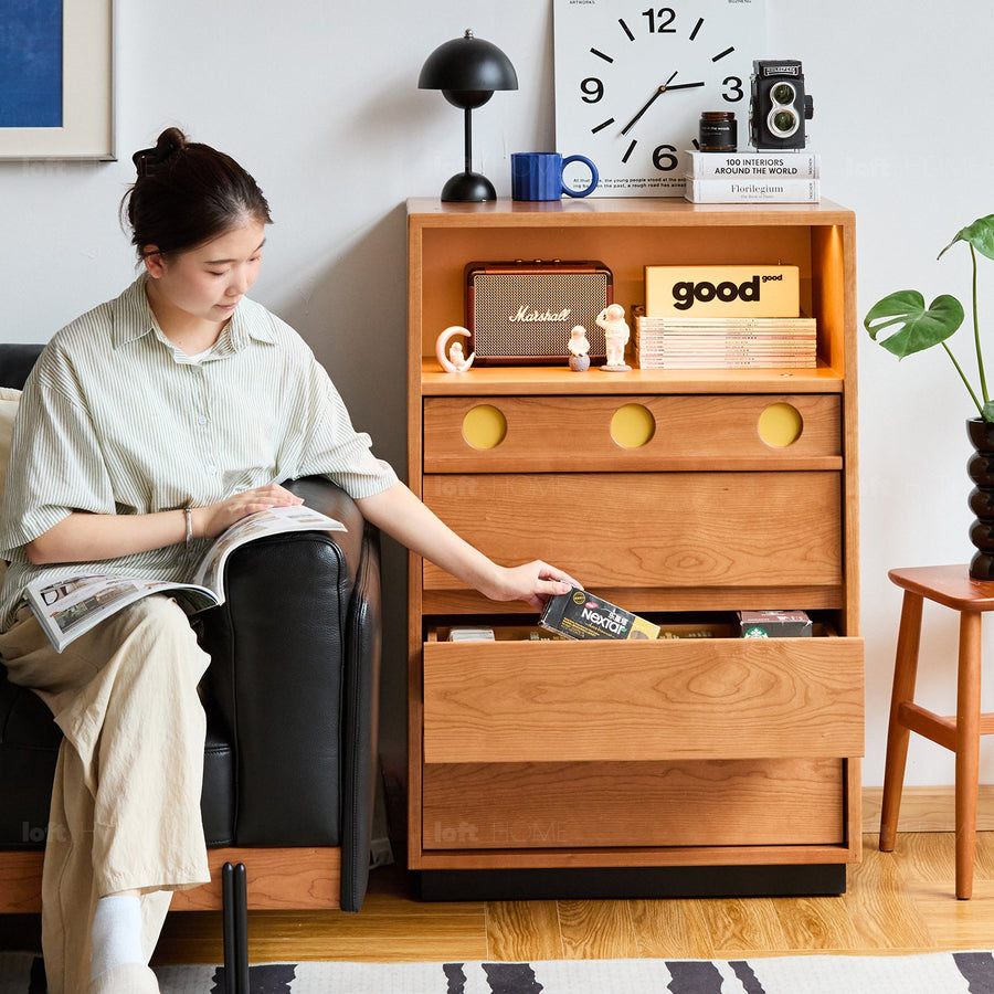 Scandinavian cherry wood chest of drawers timeless 4 primary product view.