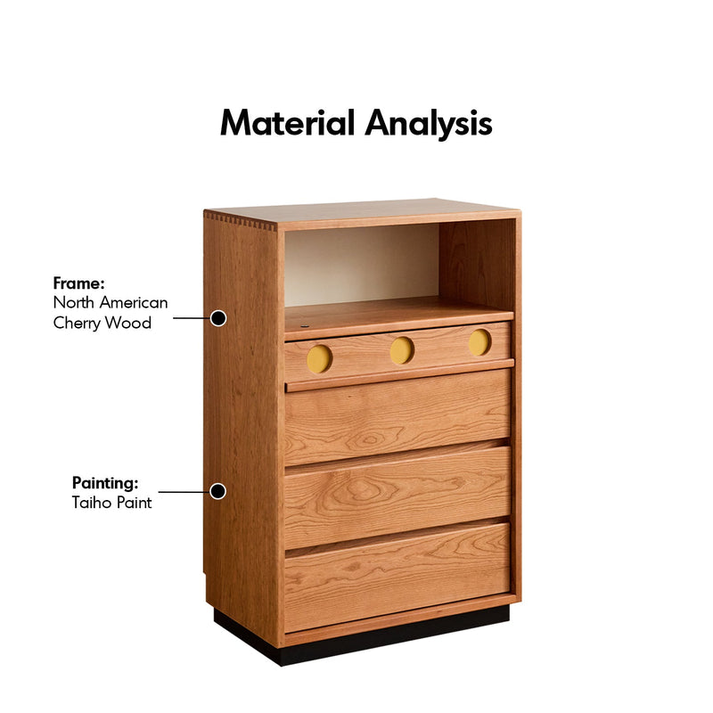 Scandinavian Cherry Wood Chest Of Drawers TIMELESS 4 Material Details Chart