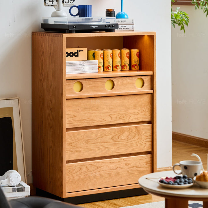 Scandinavian cherry wood chest of drawers timeless 4 in details.