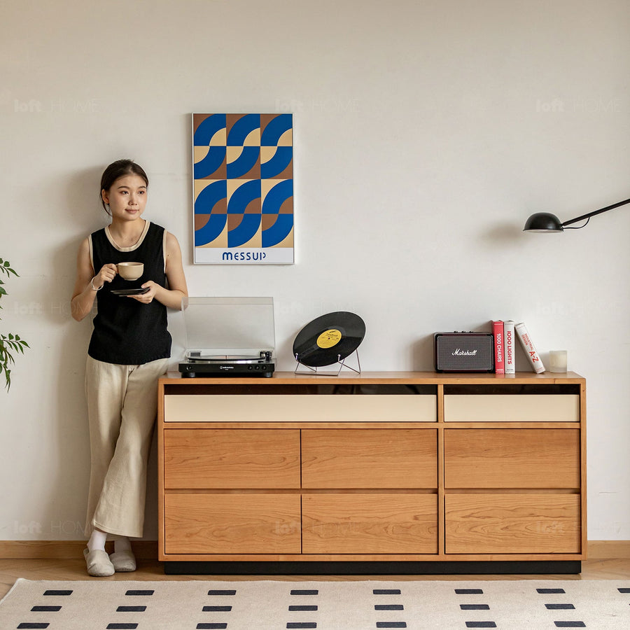 Scandinavian cherry wood chest of drawers timeless 9 primary product view.