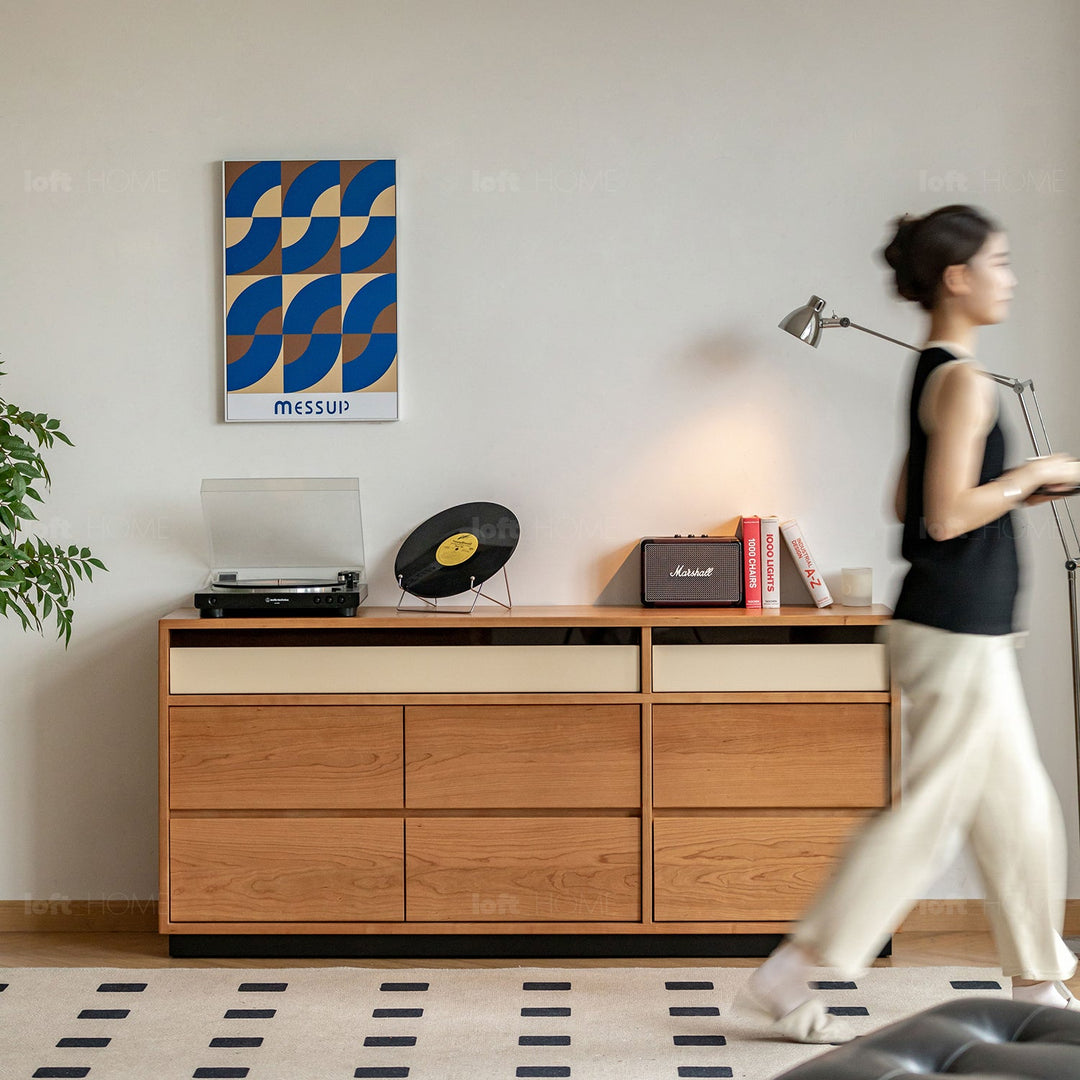 Scandinavian cherry wood chest of drawers timeless 9 material variants.