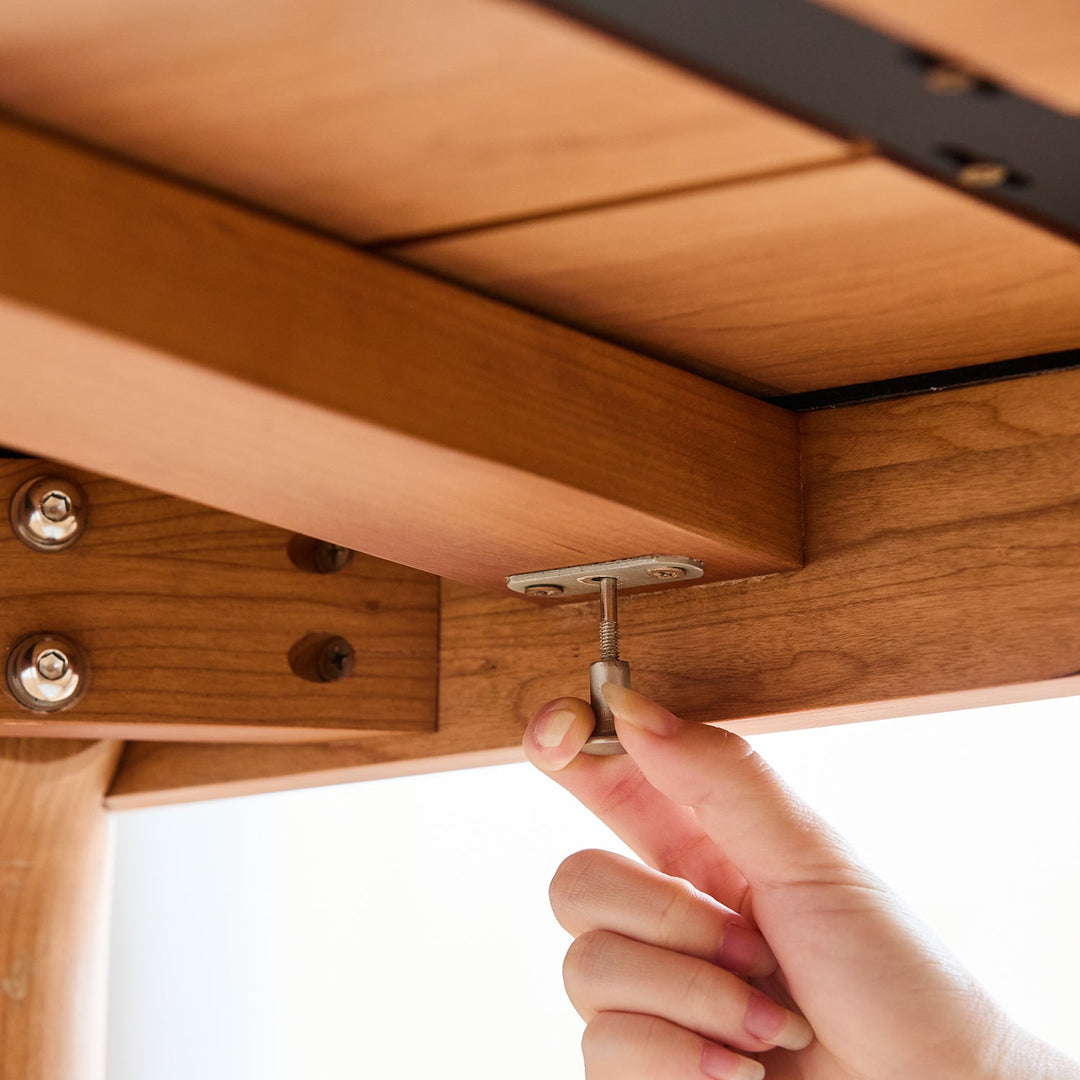 Scandinavian cherry wood dining table forest detail 1.
