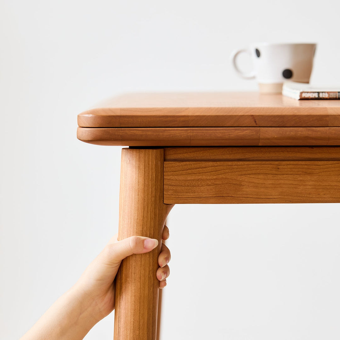 Scandinavian cherry wood dining table forest detail 3.