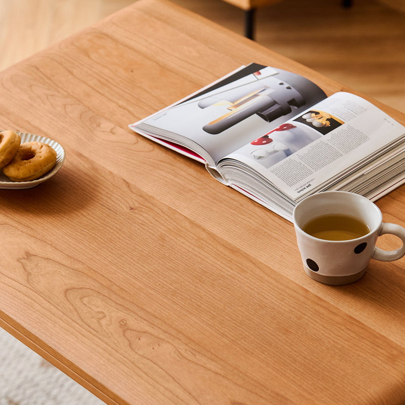 Scandinavian cherry wood dining table forest detail 4.