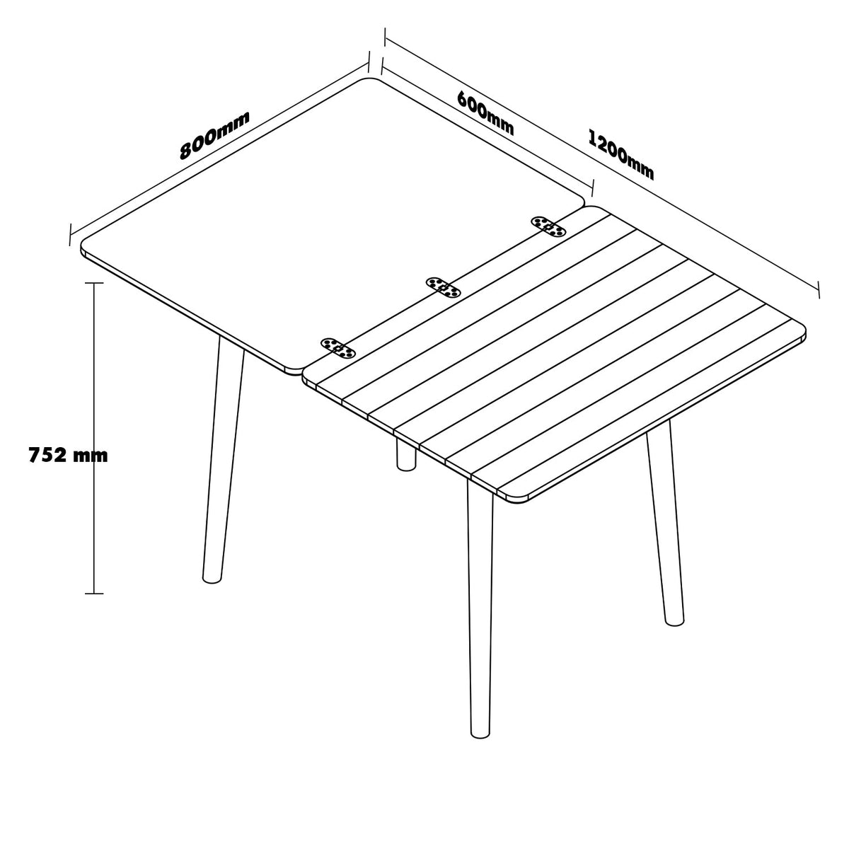 Scandinavian Cherry Wood Extendable Dining Table FOREST Size Chart