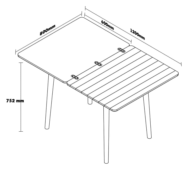 Scandinavian Cherry Wood Extendable Dining Table FOREST Size Chart