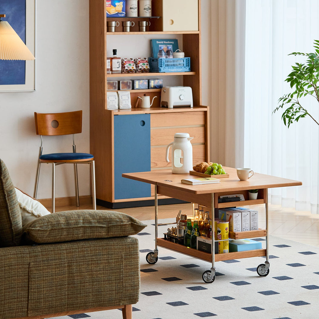 Scandinavian cherry wood extendable coffee table timeless detail 1.