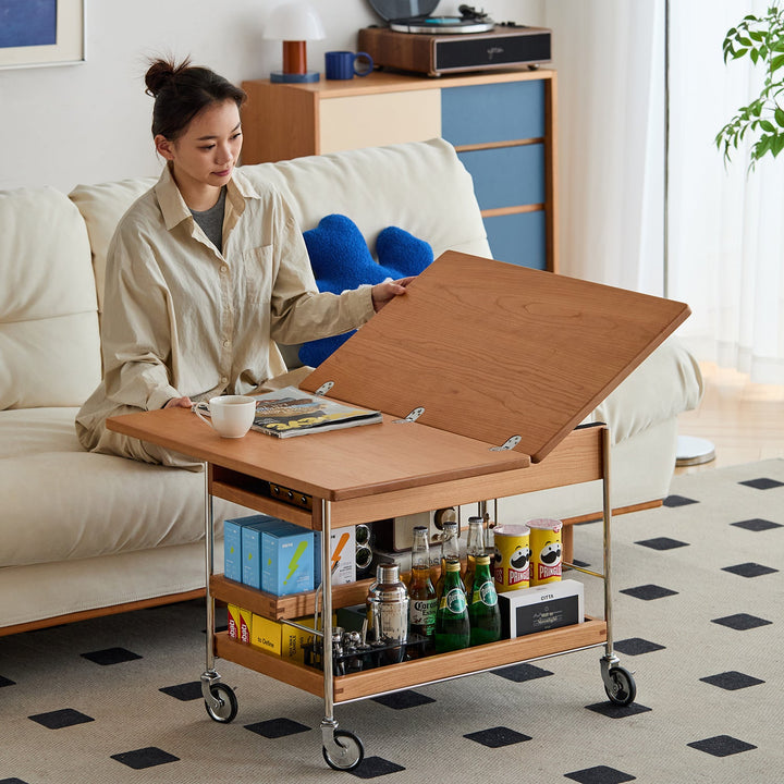 Scandinavian Cherry Wood Extendable Coffee Table TIMELESS