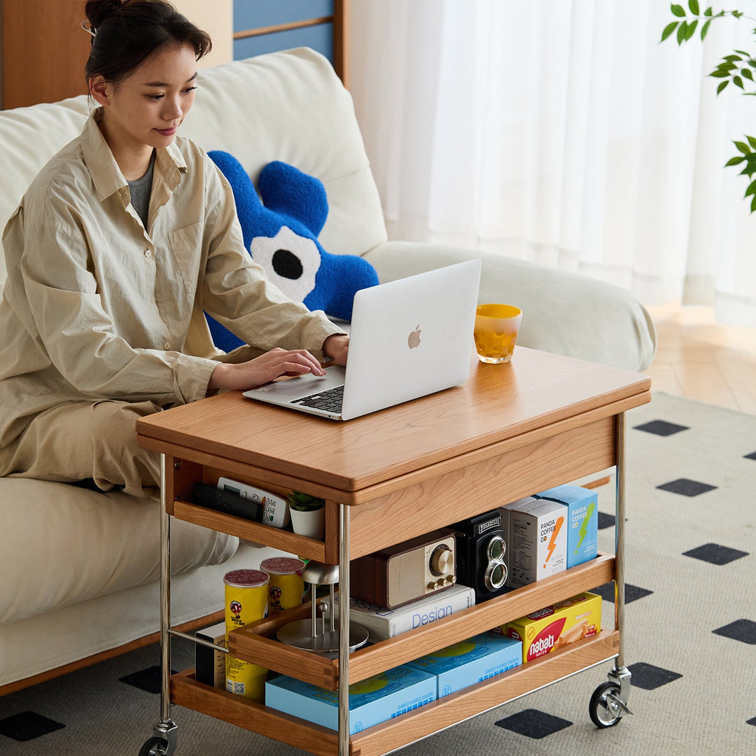 Scandinavian Cherry Wood Extendable Coffee Table TIMELESS