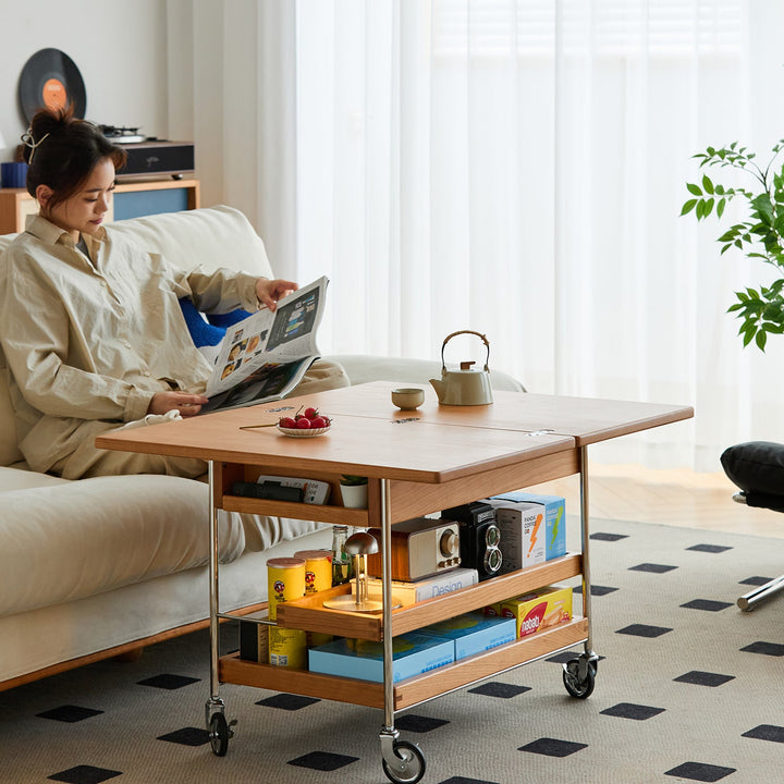 Scandinavian Cherry Wood Extendable Coffee Table TIMELESS