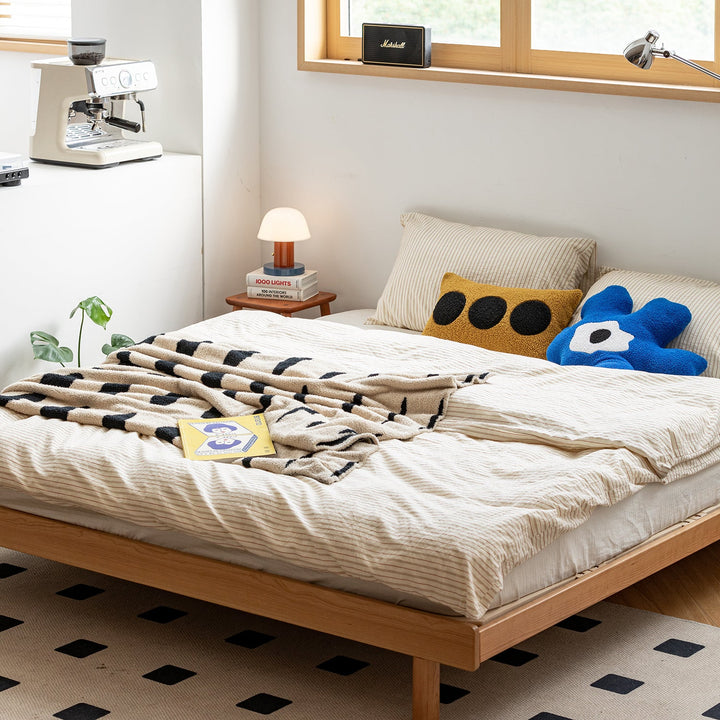 Scandinavian Cherry Wood Platform Bed ISLE