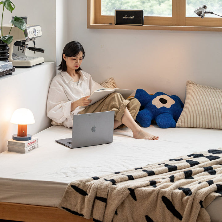 Scandinavian Cherry Wood Platform Bed ISLE