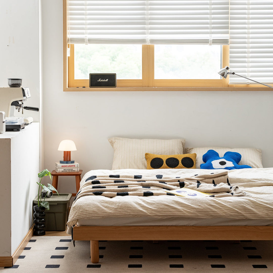 Scandinavian Cherry Wood Platform Bed ISLE