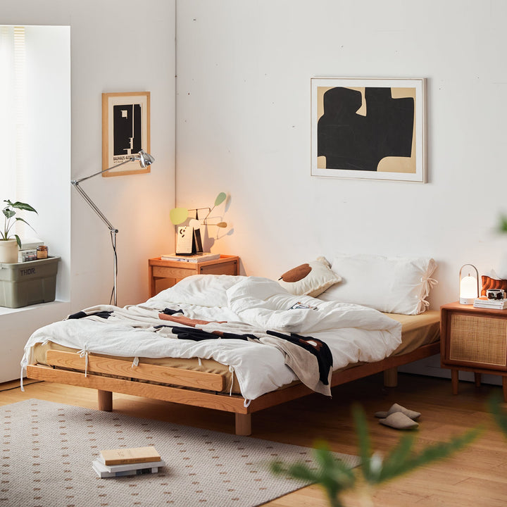 Scandinavian Cherry Wood Platform Bed SMALL