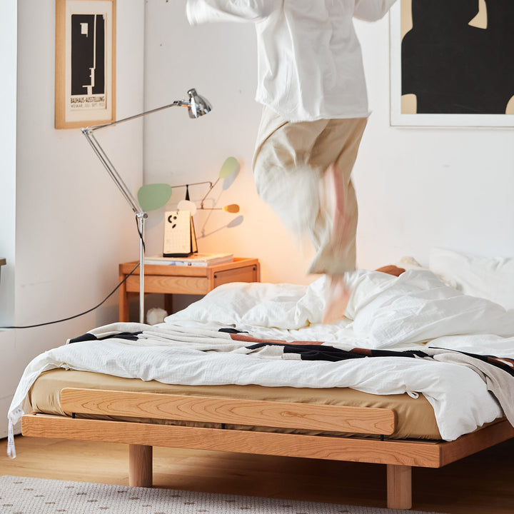 Scandinavian Cherry Wood Platform Bed SMALL