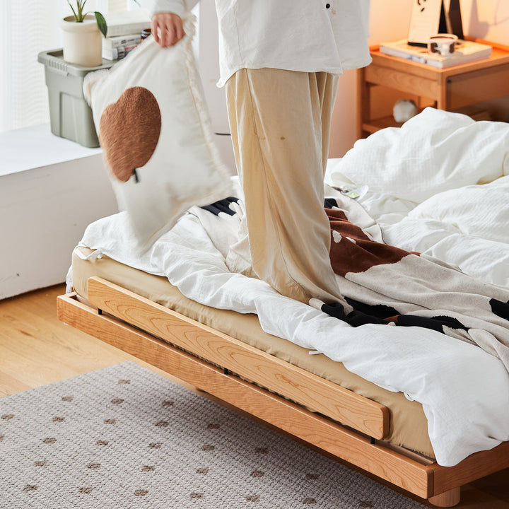 Scandinavian Cherry Wood Platform Bed SMALL