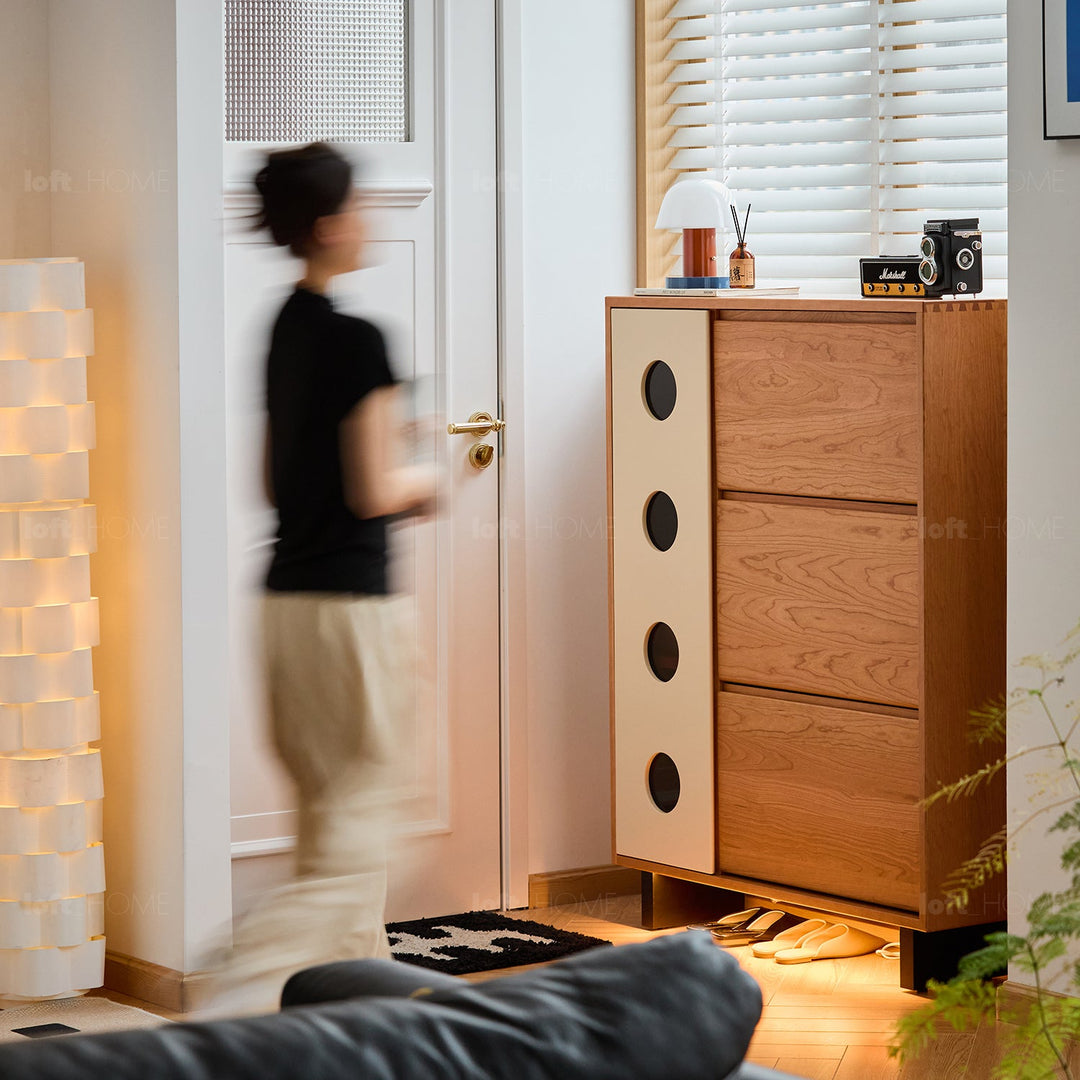 Scandinavian Cherry Wood Shoe Cabinet TIMELESS