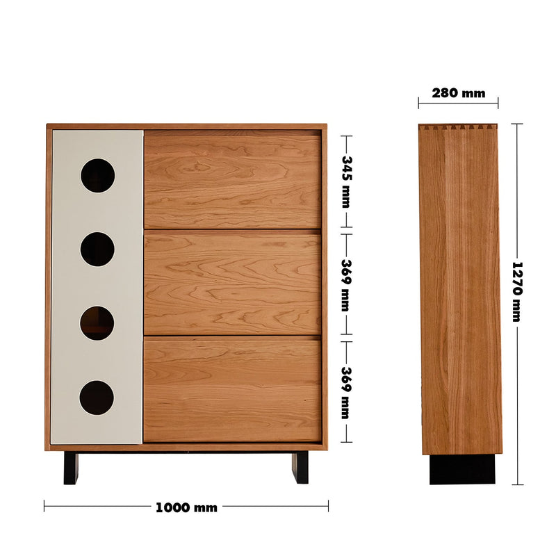 Scandinavian Cherry Wood Shoe Cabinet TIMELESS Size Chart