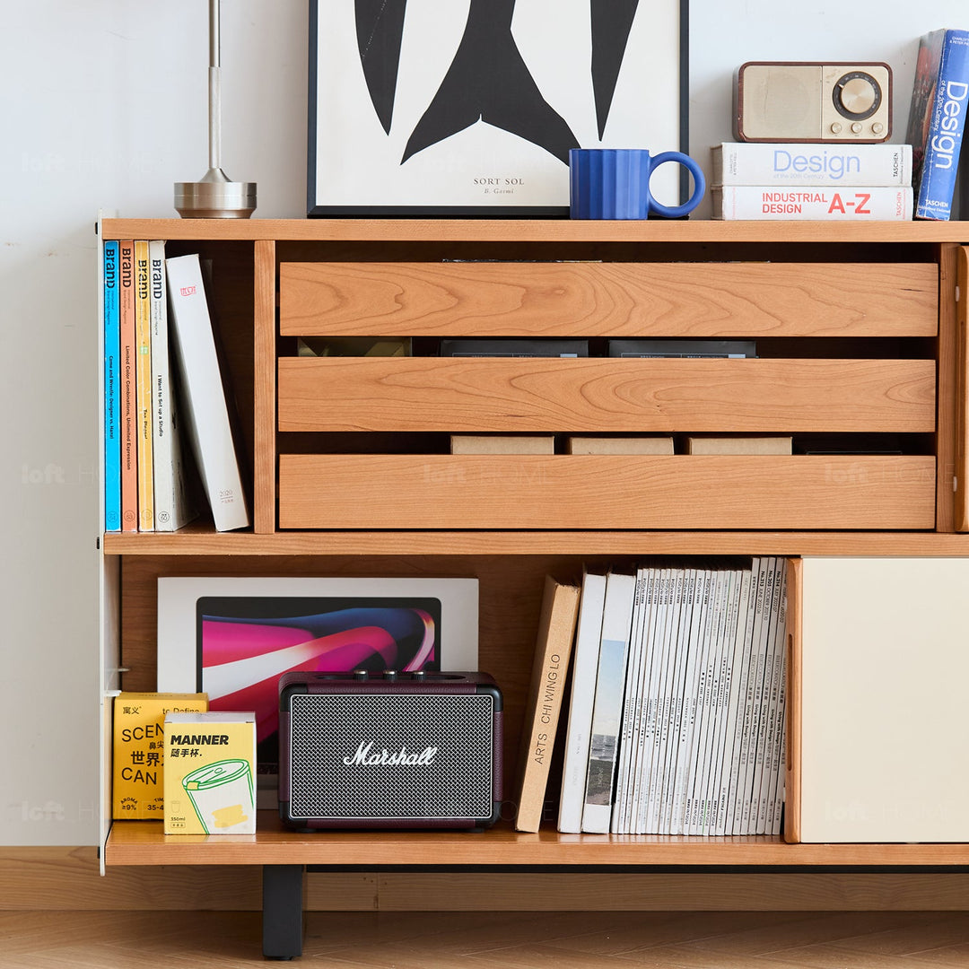 Scandinavian cherry wood side cabinet timeless detail 1.