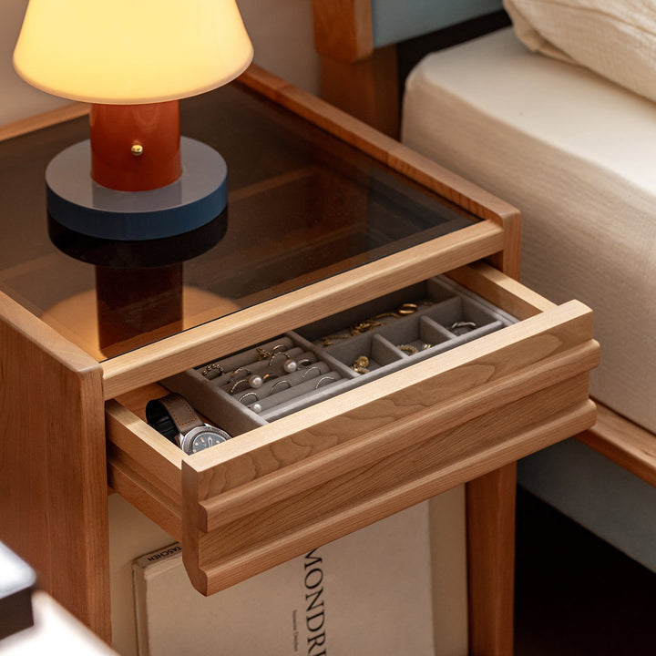 Scandinavian cherry wood side table timeless material variants.