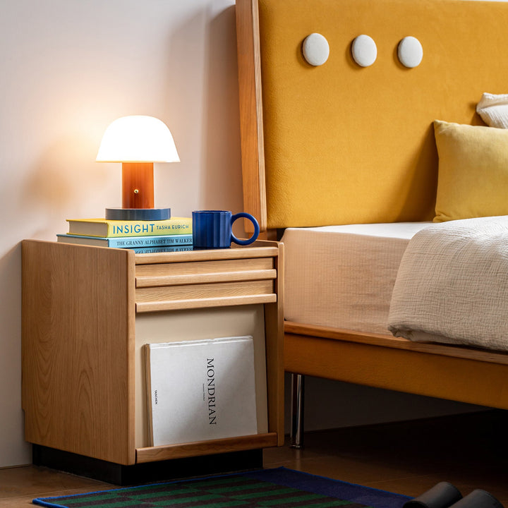 Scandinavian cherry wood side table timeless in real life style.