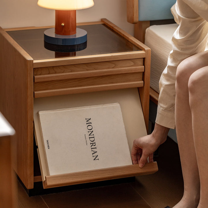 Scandinavian cherry wood side table timeless with context.